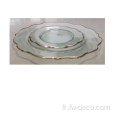 Rim Gold Small Glass Dinner Charger Plaques